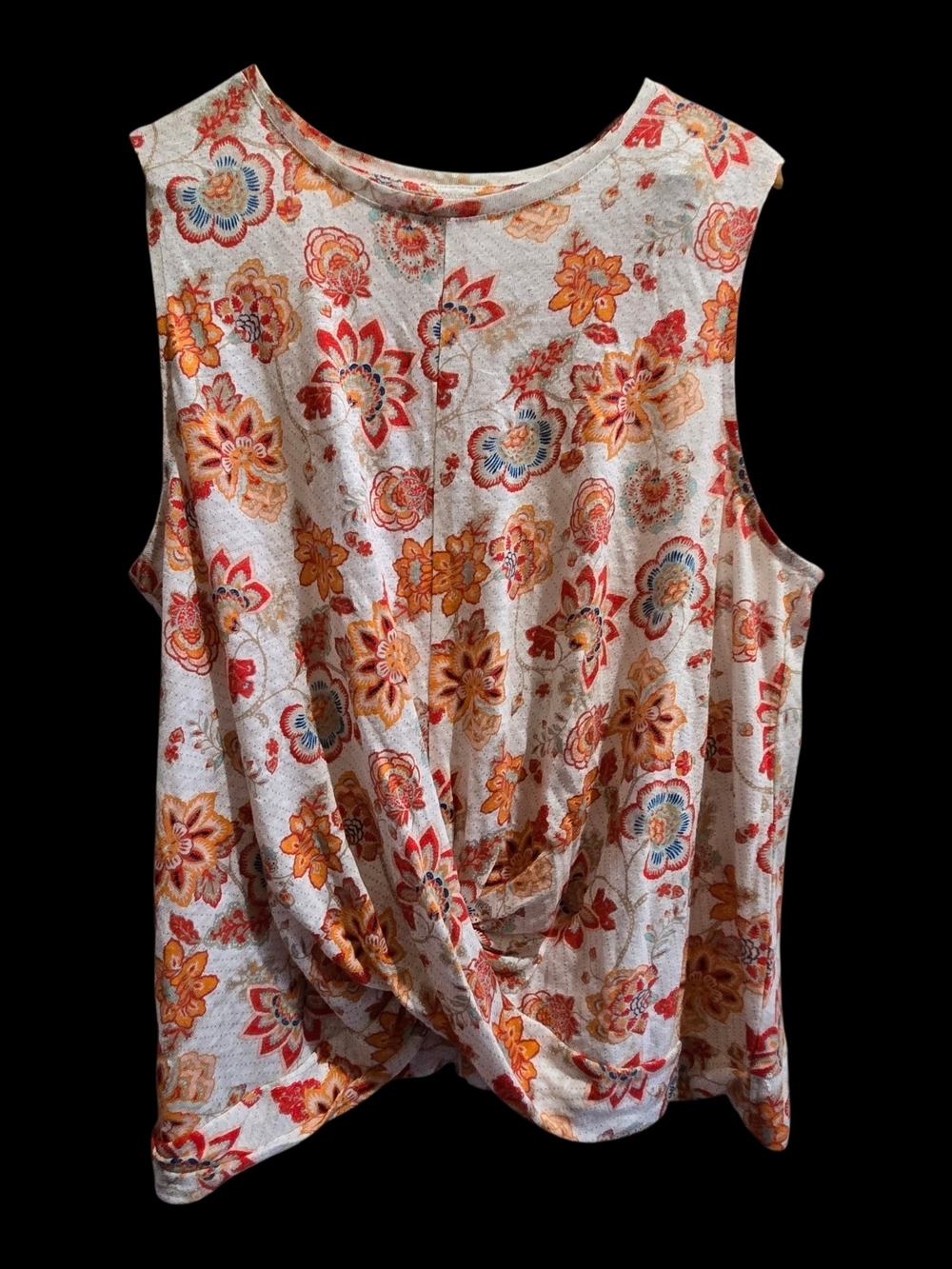 J. Jill Floral Twist-Front Linen Sleeveless Top